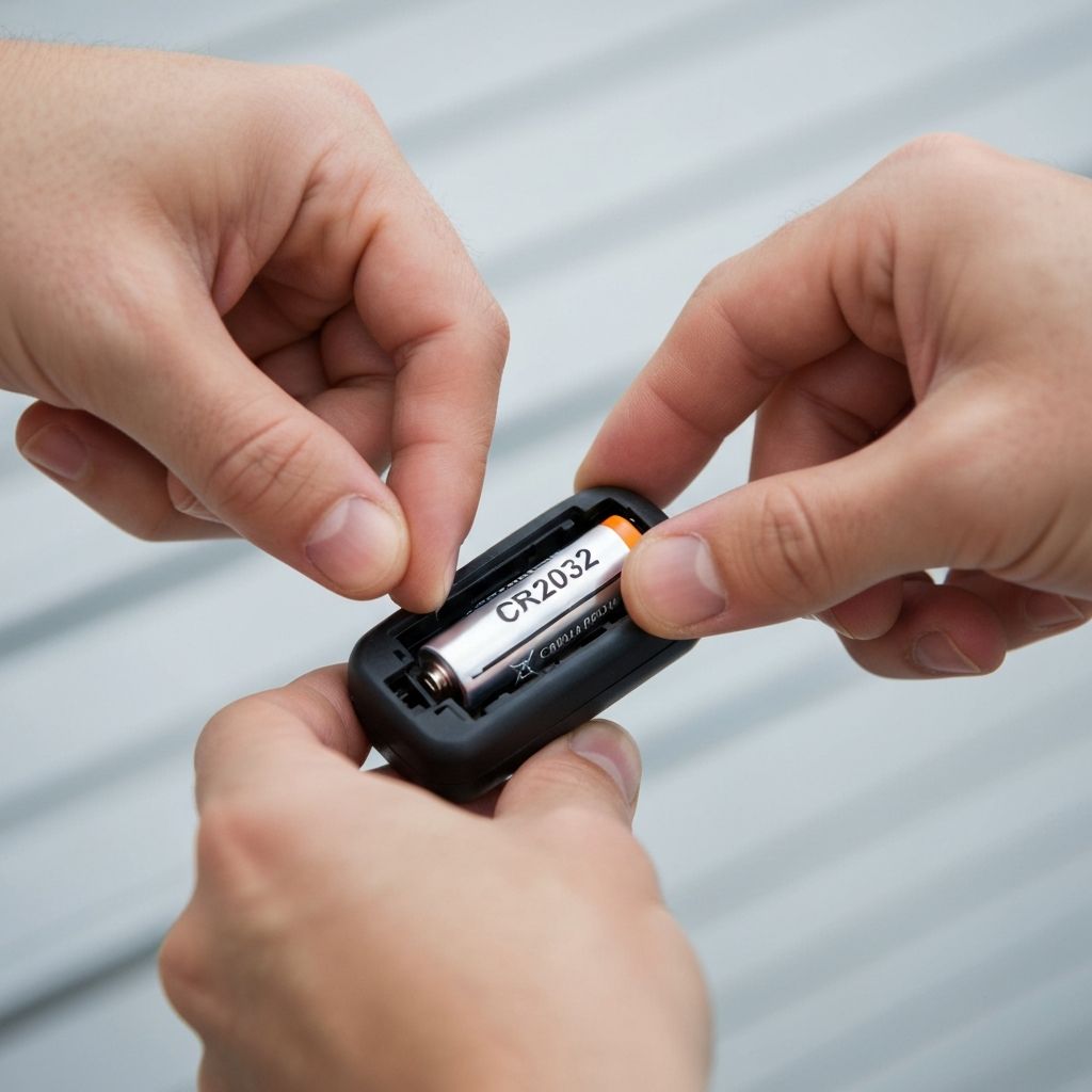 Replacing battery in garage door remote control