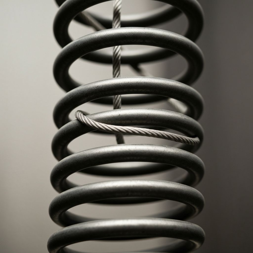 Extension spring with safety cable