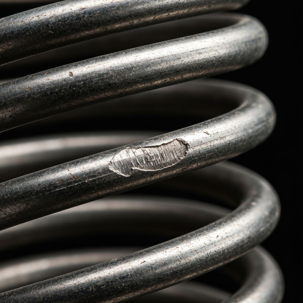 Metal spring showing wear and fatigue patterns