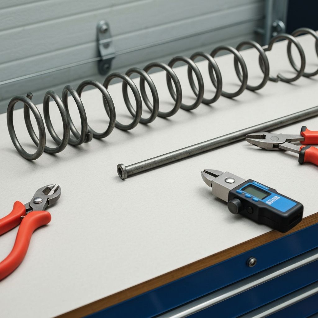 Torsion springs and extension springs on workbench