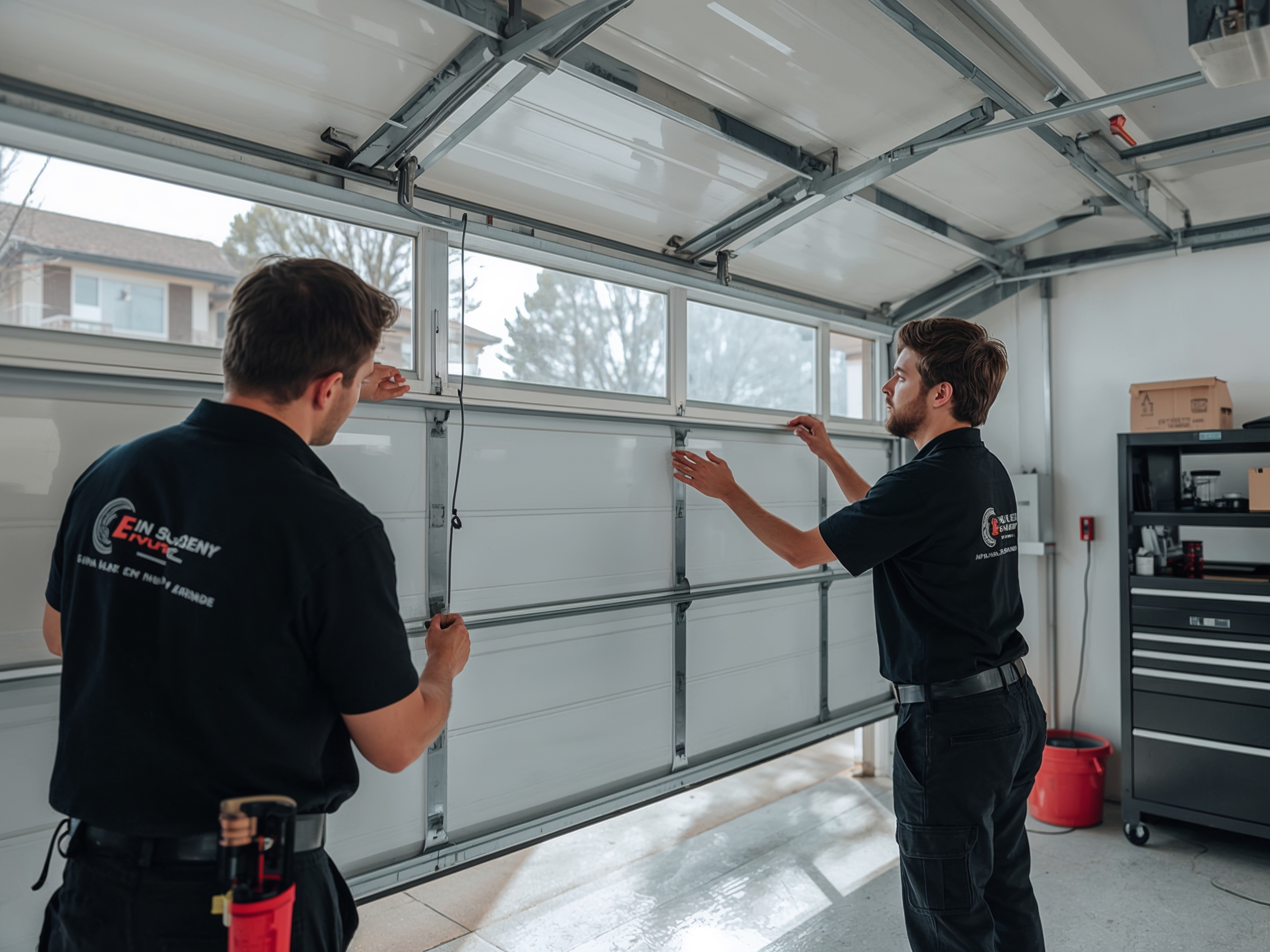 Technicians performing final adjustments